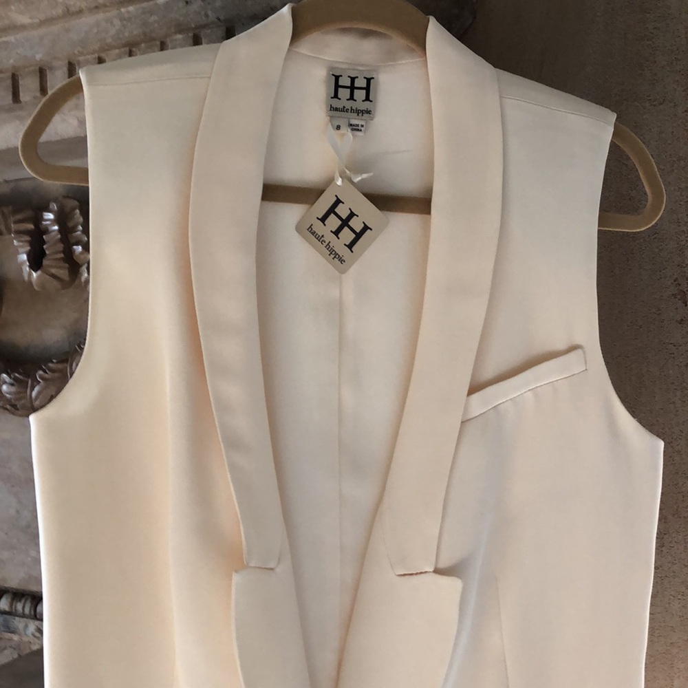 Haute Hippie cream one button vest